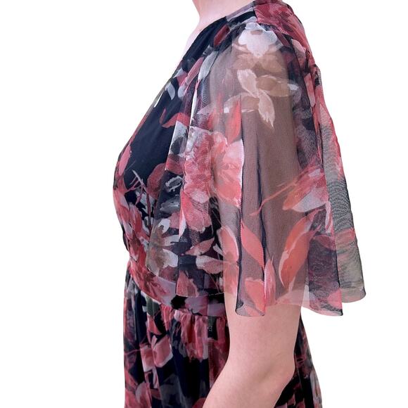 Y2K Cottage Romantic Floral Sheer Overlay Whimsygoth Fairy Dress Women Medium - Picture 5 of 11